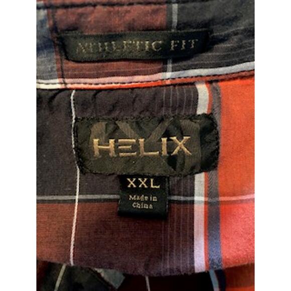 Helix Men's Size XXL Button Down L/S Athletic Fit Western Orange Black White - Picture 6 of 8